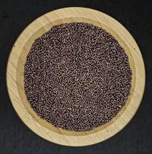 Black Mustard Seeds whole in Wooden bowel From Mercado dos Lavradores