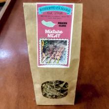 Illustrated papper bag containing herbs to use on the kitchen